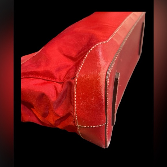 Vintage 2000s Prada Tessuto Shoulder Handbag Purse Nylon Leather Trim Red EUC - Picture 10 of 11